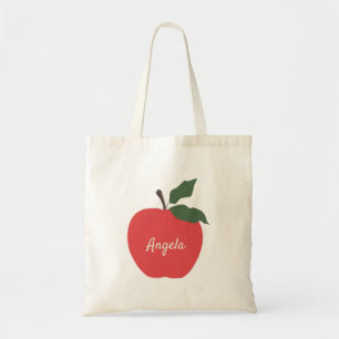 Bolsa Tote Nome personalizado da maçã vermelha