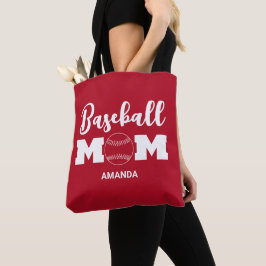 Bolsa Tote Nome Personalizado da Mãe do Baseball