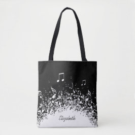 Bolsa Tote nome personalizado da música preto branco