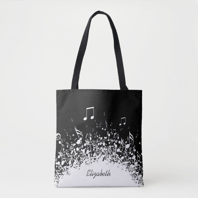 Bolsa Tote nome personalizado da música preto branco (Frente)