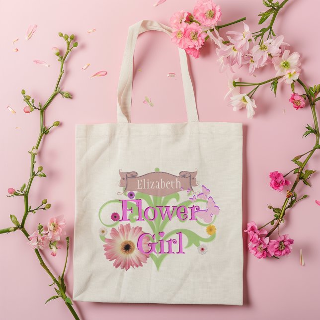 Bolsa Tote Nome Personalizado Daisy Flower Girl (Criador carregado)