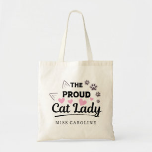 Bolsa Tote Nome Personalizado Dama De Gato Orgulhosa Dono De
