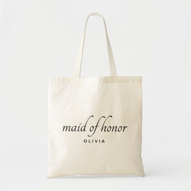 Bolsa Tote Nome Personalizado Dama de Honra Simples Estilo Ra (Frente)
