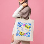 Bolsa Tote Nome personalizado de azulejos Azuis Lemon<br><div class="desc">Dons da Bridesmaid azulejos azuis e limão Amalfi costa Positano Mediterrâneo estilo personalizado tote bag,  presentes do partido noivo.</div>