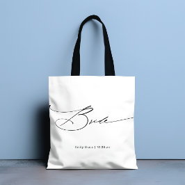 Bolsa Tote Nome Personalizado de Casamento de Script Elegante