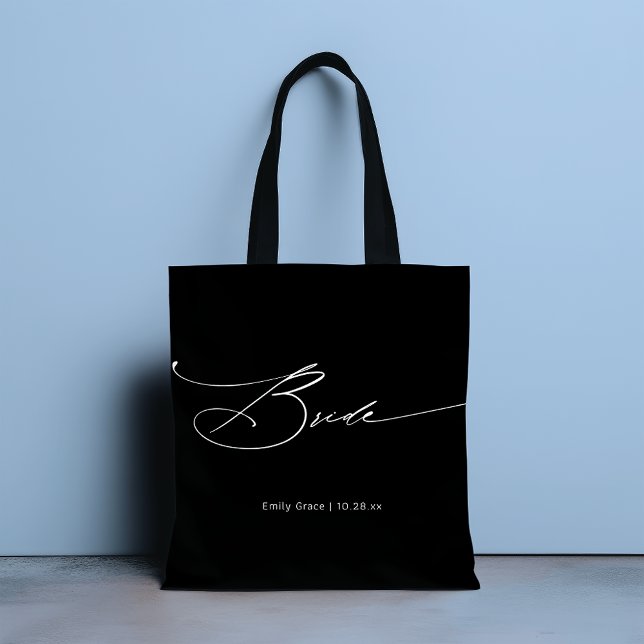 Bolsa Tote Nome Personalizado de Casamento de Script Elegante (Criador carregado)
