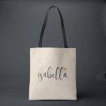 Bolsa Tote Nome Personalizado de Dama de Honra<br><div class="desc">Uma bolsa creme moderna e elegante com nome em letra cursiva preta e coração dourado, perfeita para uma proposta de dama de honra. Suas damas de honra podem encher sua bolsa com itens essenciais para viagens da Festa de Despedida de Solteira ou com itens essenciais para levar na manhã do...</div>