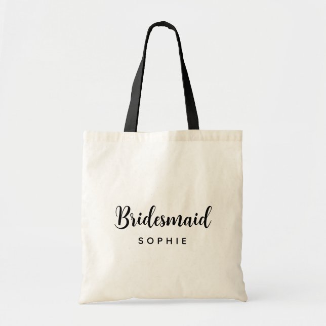 Bolsa Tote Nome Personalizado de Dama de Honra em Letra Simpl (Frente)