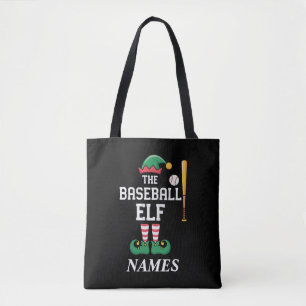 Bolsa Tote Nome Personalizado de Elfo de Beisebol Família Cor