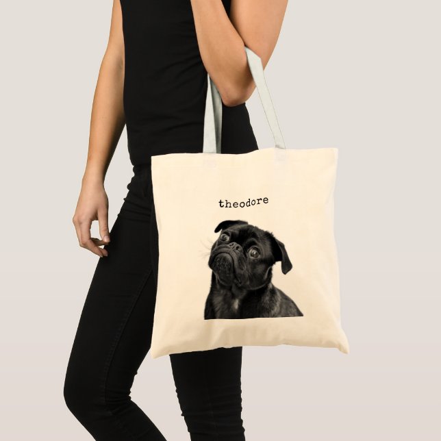 Bolsa Tote Nome Personalizado de Foto do Cão de Pet (Frente (produto))