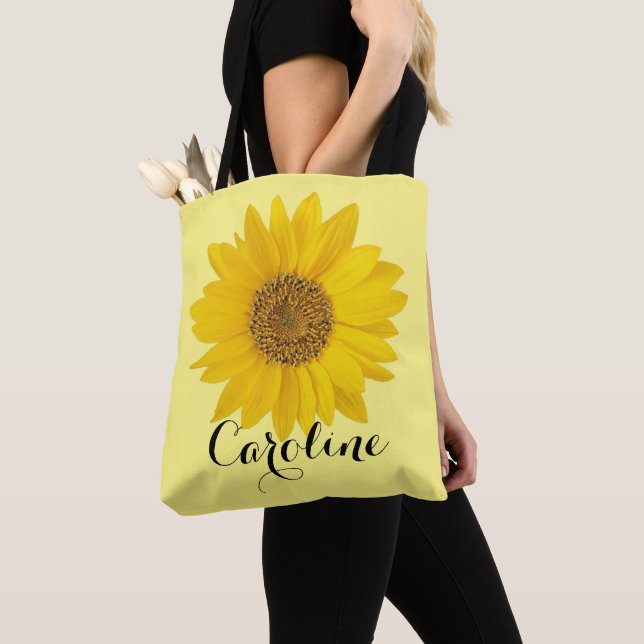Bolsa Tote Nome Personalizado de Girassol Amarelo solteiro (Close Up)