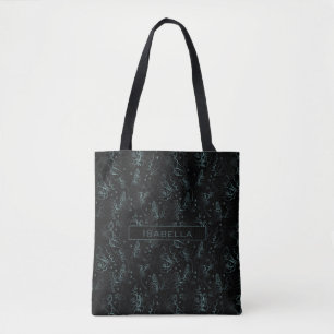 Bolsa Tote Nome personalizado de grandes cinzas florais