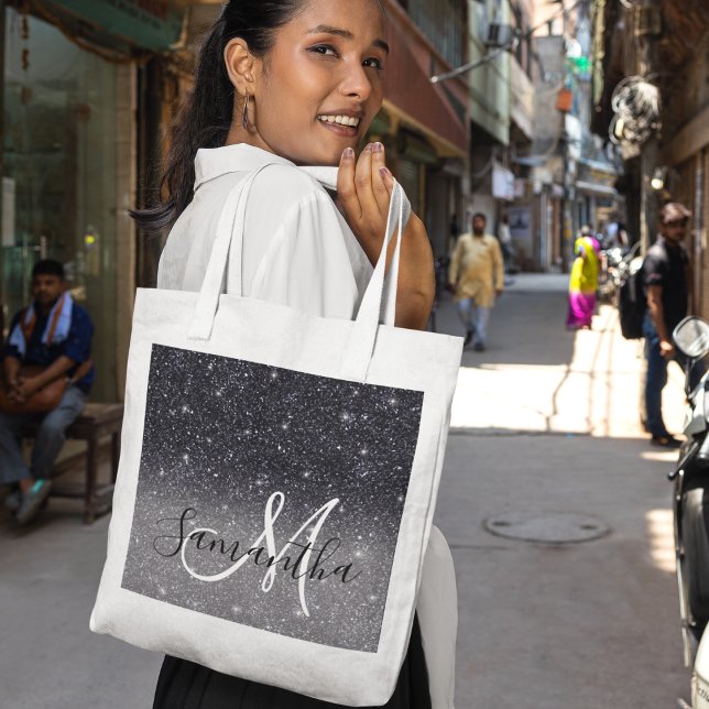 Bolsa Tote Nome Personalizado de Mineração de Mineração Preta (Criador carregado)