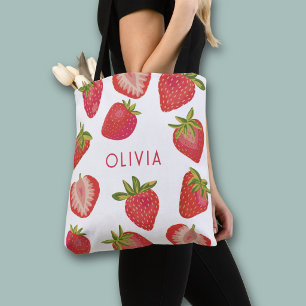 Bolsa Tote Nome Personalizado de Morango