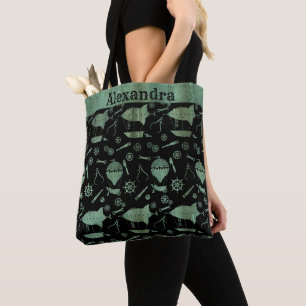 Bolsa Tote Nome Personalizado de Naves de Bronze Steampunk Ve