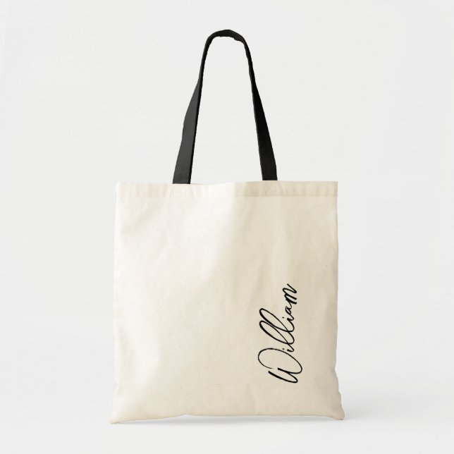 Bolsa Tote Nome Personalizado de Script Moderno (Frente)