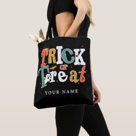 Bolsa Tote Nome Personalizado De Trick Ou Tratar Halloween