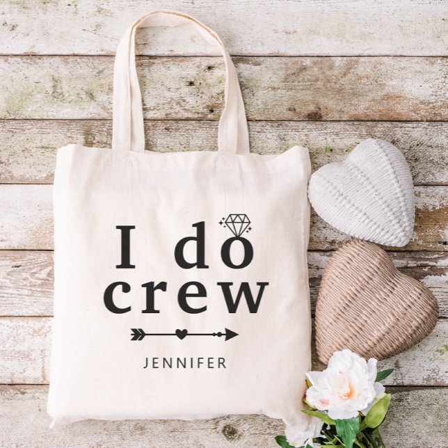 Bolsa Tote Nome Personalizado Diamond I Do Crew Casamento (Criador carregado)