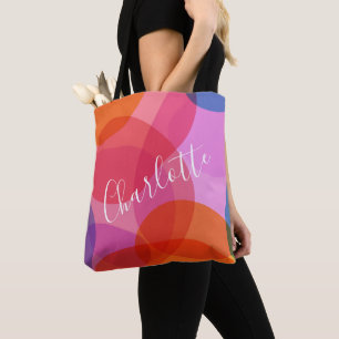 Bolsa Tote Nome Personalizado do Abstrato de Artsy Colorful