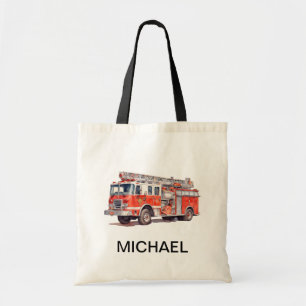 Bolsa Tote Nome Personalizado do Caminhão de Fogo Vermelho Mo