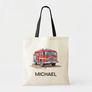Bolsa Tote Nome Personalizado do Caminhão de Fogo Vermelho Mo