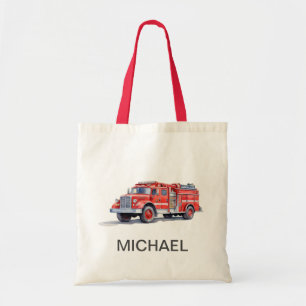 Bolsa Tote Nome Personalizado do Caminhão de Fogo Vermelho Mo