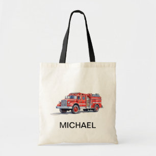 Bolsa Tote Nome Personalizado do Caminhão de Fogo Vermelho Mo