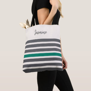 Bolsa Tote Nome personalizado do carvão e das bandas moderna