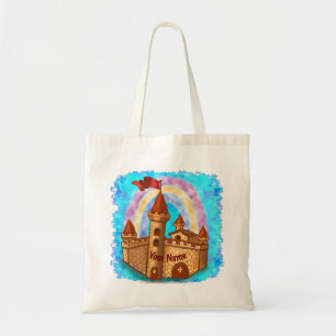 Bolsa Tote Nome personalizado do castelo Rainbow