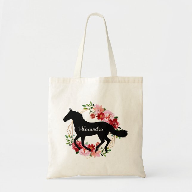 Bolsa Tote Nome Personalizado do Cavalo Equestre Personalizad (Frente)