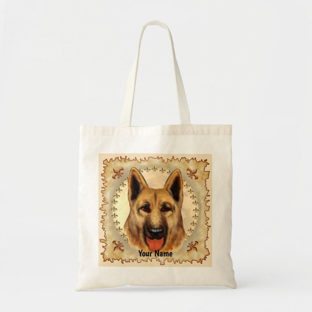 Bolsa Tote nome personalizado do german shepherd (Frente)