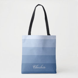 Bolsa Tote Nome Personalizado do Gradiente Azul de Gradiente