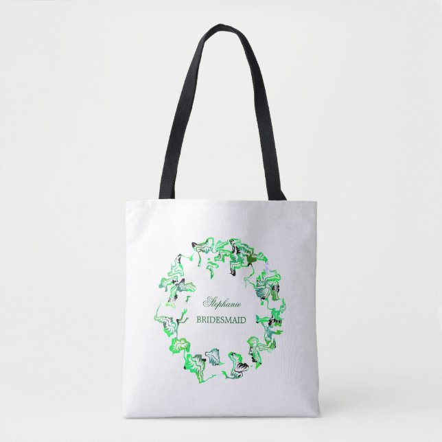 Bolsa Tote Nome Personalizado do Green Crest Casamentos Bride (Frente)
