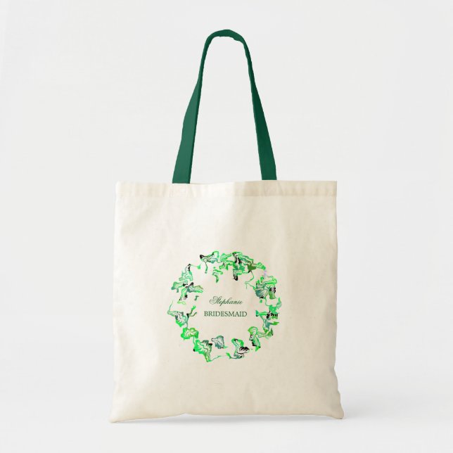 Bolsa Tote Nome Personalizado do Green Crest Casamentos Bride (Frente)