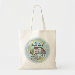 Bolsa Tote Nome personalizado do Ilhthouse de Illinois