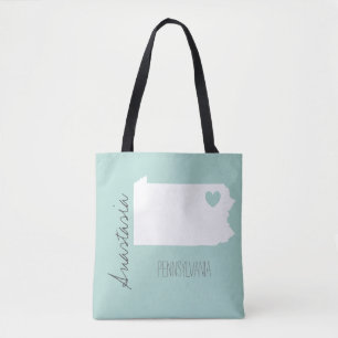 Bolsa Tote Nome personalizado do mapa do estado da Pensilvâni