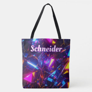 Bolsa Tote Nome Personalizado do Neon Prism Futurístico Perso