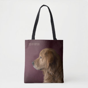 Bolsa Tote Nome Personalizado do ouro Retriever   Cão