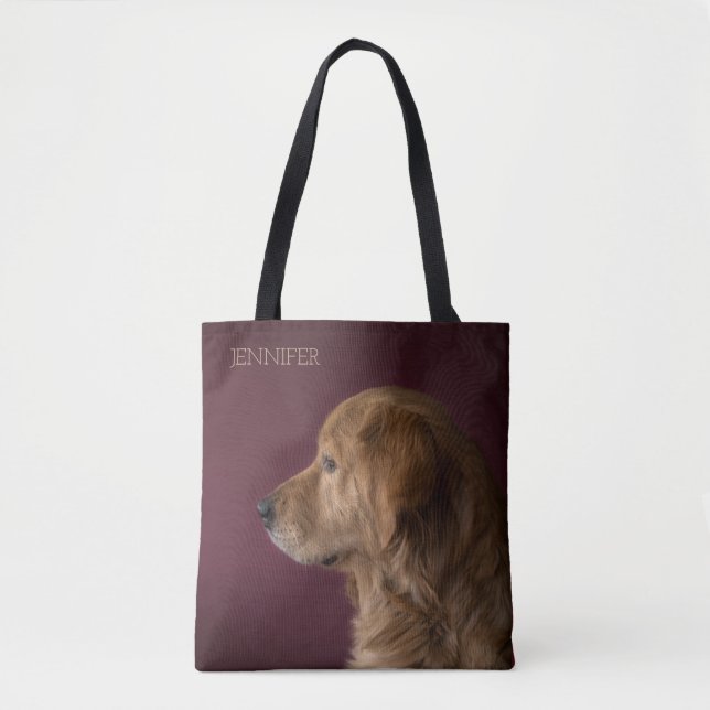 Bolsa Tote Nome Personalizado do ouro Retriever | Cão (Frente)