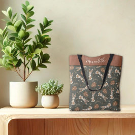 Bolsa Tote Nome Personalizado do Padrão de Folha de Ovos da P