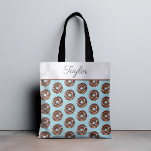 Bolsa Tote Nome Personalizado do Padrão de Sprinkles Doce da 