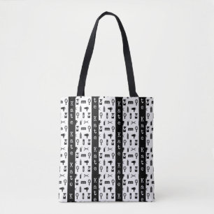 Bolsa Tote Nome PERSONALIZADO do Padrão do Salon & Barber Ha