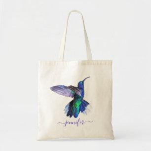 Bolsa Tote Nome Personalizado do Roxo Hummingbird