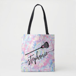 Bolsa Tote Nome Personalizado do Script Tie Dye LAX Lacrosse 