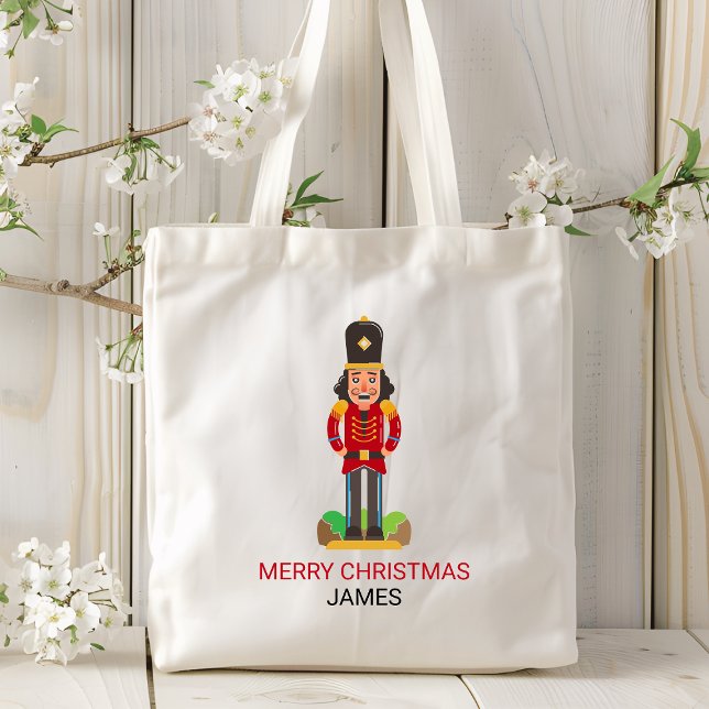 Bolsa Tote Nome Personalizado do Soldado de Natal Nutcracker  (Criador carregado)