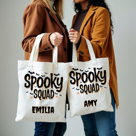 Bolsa Tote Nome personalizado do Spooky Squad Halloween