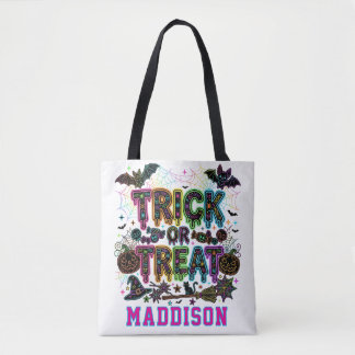 Bolsa Tote Nome Personalizado Doces ou Travessuras Crianças H