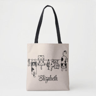 Bolsa Tote Nome Personalizado dos Gatinhos Gatinhos Gastos