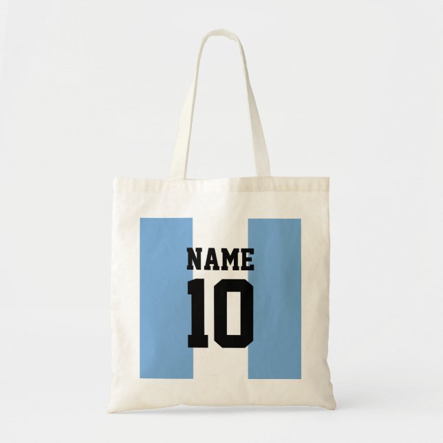Bolsa Tote Nome personalizado e número Argentina Sinalizador (Frente)