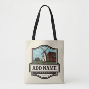 Bolsa Tote NOME Personalizado Farmhouse Rustic Farmhouse Old